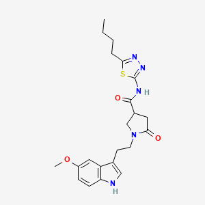 molecular formula C22H27N5O3S B11356465 N-(5-butyl-1,3,4-thiadiazol-2-yl)-1-[2-(5-methoxy-1H-indol-3-yl)ethyl]-5-oxopyrrolidine-3-carboxamide 