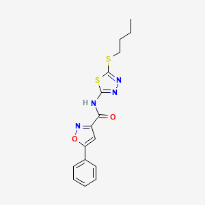 molecular formula C16H16N4O2S2 B11356472 N-[5-(butylsulfanyl)-1,3,4-thiadiazol-2-yl]-5-phenyl-1,2-oxazole-3-carboxamide 