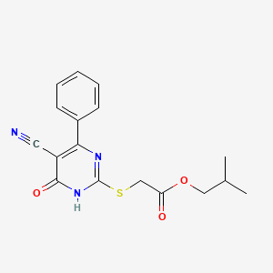 molecular formula C17H17N3O3S B11356476 2-Methylpropyl 2-[(5-cyano-6-oxo-4-phenyl-1,6-dihydropyrimidin-2-YL)sulfanyl]acetate 