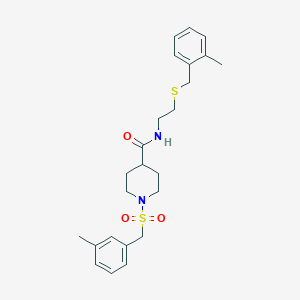 N-{2-[(2-methylbenzyl)sulfanyl]ethyl}-1-[(3-methylbenzyl)sulfonyl]piperidine-4-carboxamide