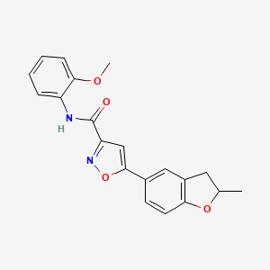 molecular formula C20H18N2O4 B11356538 N-(2-methoxyphenyl)-5-(2-methyl-2,3-dihydro-1-benzofuran-5-yl)-1,2-oxazole-3-carboxamide 