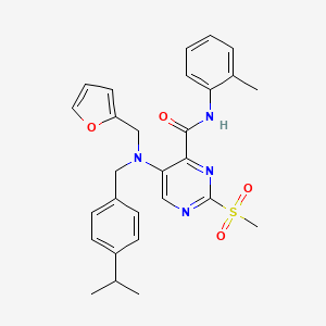 5-{(furan-2-ylmethyl)[4-(propan-2-yl)benzyl]amino}-N-(2-methylphenyl)-2-(methylsulfonyl)pyrimidine-4-carboxamide