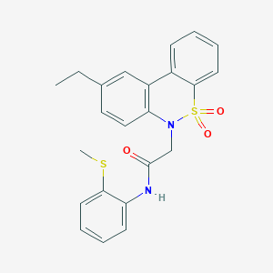 2-(9-ethyl-5,5-dioxido-6H-dibenzo[c,e][1,2]thiazin-6-yl)-N-[2-(methylsulfanyl)phenyl]acetamide