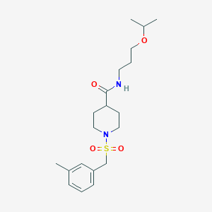 molecular formula C20H32N2O4S B11356620 1-[(3-methylbenzyl)sulfonyl]-N-[3-(propan-2-yloxy)propyl]piperidine-4-carboxamide 