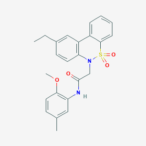 molecular formula C24H24N2O4S B11356674 2-(9-ethyl-5,5-dioxido-6H-dibenzo[c,e][1,2]thiazin-6-yl)-N-(2-methoxy-5-methylphenyl)acetamide 