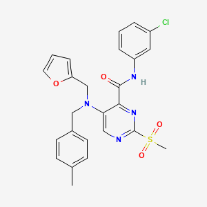 molecular formula C25H23ClN4O4S B11356682 N-(3-chlorophenyl)-5-[(furan-2-ylmethyl)(4-methylbenzyl)amino]-2-(methylsulfonyl)pyrimidine-4-carboxamide 