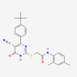 molecular formula C25H26N4O2S B11356688 2-{[4-(4-Tert-butylphenyl)-5-cyano-6-oxo-1,6-dihydropyrimidin-2-YL]sulfanyl}-N-(2,4-dimethylphenyl)acetamide 