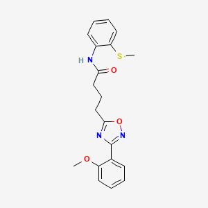 molecular formula C20H21N3O3S B11356697 4-[3-(2-methoxyphenyl)-1,2,4-oxadiazol-5-yl]-N-[2-(methylsulfanyl)phenyl]butanamide 