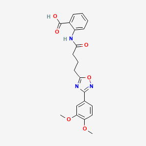 molecular formula C21H21N3O6 B11356720 2-{4-[3-(3,4-Dimethoxyphenyl)-1,2,4-oxadiazol-5-YL]butanamido}benzoic acid 