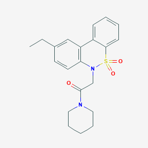 2-(9-Ethyl-5,5-dioxido-6H-dibenzo[C,E][1,2]thiazin-6-YL)-1-(1-piperidinyl)ethanone