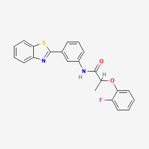 molecular formula C22H17FN2O2S B11356747 N-[3-(1,3-benzothiazol-2-yl)phenyl]-2-(2-fluorophenoxy)propanamide 