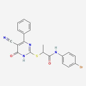 N-(4-bromophenyl)-2-[(5-cyano-4-oxo-6-phenyl-1H-pyrimidin-2-yl)sulfanyl]propanamide