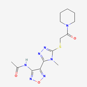 molecular formula C14H19N7O3S B11356810 N-[4-(4-methyl-5-{[2-oxo-2-(piperidin-1-yl)ethyl]sulfanyl}-4H-1,2,4-triazol-3-yl)-1,2,5-oxadiazol-3-yl]acetamide 