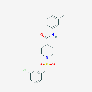 molecular formula C21H25ClN2O3S B11356817 1-[(3-chlorobenzyl)sulfonyl]-N-(3,4-dimethylphenyl)piperidine-4-carboxamide 