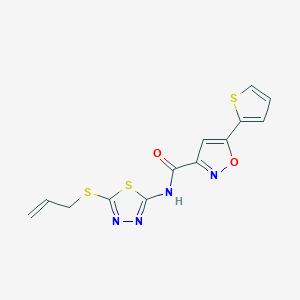 molecular formula C13H10N4O2S3 B11356827 N-[5-(prop-2-en-1-ylsulfanyl)-1,3,4-thiadiazol-2-yl]-5-(thiophen-2-yl)-1,2-oxazole-3-carboxamide 