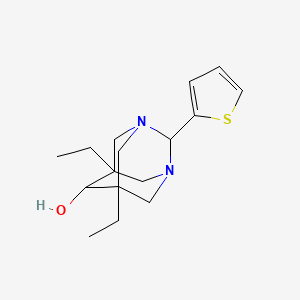 molecular formula C16H24N2OS B11356839 5,7-Diethyl-2-(2-thienyl)-1,3-diazatricyclo[3.3.1.1~3,7~]decan-6-ol 