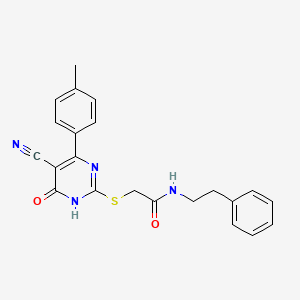 2-{[5-Cyano-4-(4-methylphenyl)-6-oxo-1,6-dihydropyrimidin-2-YL]sulfanyl}-N-(2-phenylethyl)acetamide