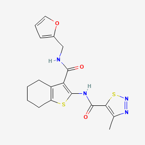 molecular formula C18H18N4O3S2 B11356863 N-(3-{[(furan-2-yl)methyl]carbamoyl}-4,5,6,7-tetrahydro-1-benzothiophen-2-yl)-4-methyl-1,2,3-thiadiazole-5-carboxamide 