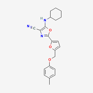 5-(Cyclohexylamino)-2-{5-[(4-methylphenoxy)methyl]furan-2-yl}-1,3-oxazole-4-carbonitrile