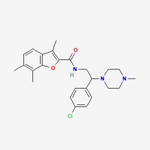 molecular formula C25H30ClN3O2 B11356916 N-[2-(4-chlorophenyl)-2-(4-methylpiperazin-1-yl)ethyl]-3,6,7-trimethyl-1-benzofuran-2-carboxamide 