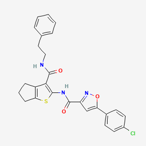 5-(4-chlorophenyl)-N-{3-[(2-phenylethyl)carbamoyl]-5,6-dihydro-4H-cyclopenta[b]thiophen-2-yl}-1,2-oxazole-3-carboxamide