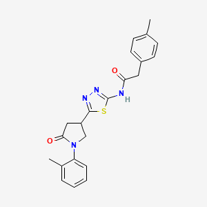 molecular formula C22H22N4O2S B11356948 2-(4-methylphenyl)-N-{5-[1-(2-methylphenyl)-5-oxopyrrolidin-3-yl]-1,3,4-thiadiazol-2-yl}acetamide 