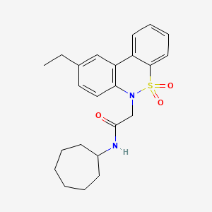 N-cycloheptyl-2-(9-ethyl-5,5-dioxido-6H-dibenzo[c,e][1,2]thiazin-6-yl)acetamide