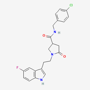 molecular formula C22H21ClFN3O2 B11356981 N-(4-chlorobenzyl)-1-[2-(5-fluoro-1H-indol-3-yl)ethyl]-5-oxopyrrolidine-3-carboxamide 