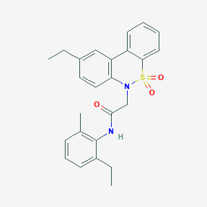 2-(9-ethyl-5,5-dioxido-6H-dibenzo[c,e][1,2]thiazin-6-yl)-N-(2-ethyl-6-methylphenyl)acetamide