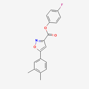 molecular formula C18H14FNO3 B11357076 4-Fluorophenyl 5-(3,4-dimethylphenyl)-1,2-oxazole-3-carboxylate 