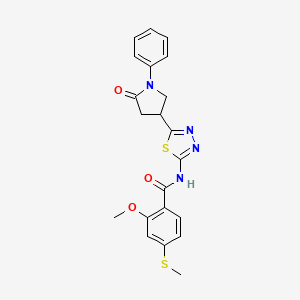 2-methoxy-4-(methylsulfanyl)-N-[5-(5-oxo-1-phenylpyrrolidin-3-yl)-1,3,4-thiadiazol-2-yl]benzamide