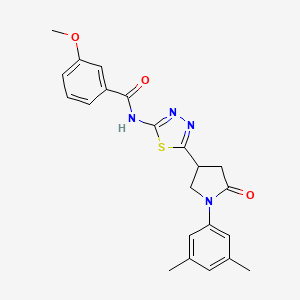 molecular formula C22H22N4O3S B11357138 N-{5-[1-(3,5-dimethylphenyl)-5-oxopyrrolidin-3-yl]-1,3,4-thiadiazol-2-yl}-3-methoxybenzamide 