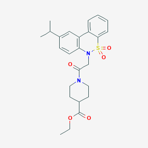 molecular formula C25H30N2O5S B11357161 Ethyl 1-[(9-isopropyl-5,5-dioxido-6H-dibenzo[C,E][1,2]thiazin-6-YL)acetyl]-4-piperidinecarboxylate 