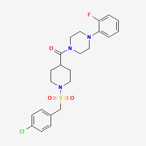 molecular formula C23H27ClFN3O3S B11357184 {1-[(4-Chlorobenzyl)sulfonyl]piperidin-4-yl}[4-(2-fluorophenyl)piperazin-1-yl]methanone 