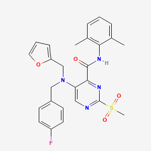 molecular formula C26H25FN4O4S B11357196 N-(2,6-dimethylphenyl)-5-[(4-fluorobenzyl)(furan-2-ylmethyl)amino]-2-(methylsulfonyl)pyrimidine-4-carboxamide 