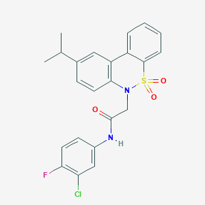 molecular formula C23H20ClFN2O3S B11357204 N-(3-chloro-4-fluorophenyl)-2-(9-isopropyl-5,5-dioxido-6H-dibenzo[c,e][1,2]thiazin-6-yl)acetamide 