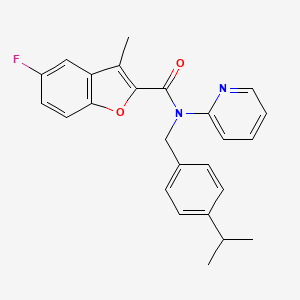 molecular formula C25H23FN2O2 B11357209 5-fluoro-3-methyl-N-[4-(propan-2-yl)benzyl]-N-(pyridin-2-yl)-1-benzofuran-2-carboxamide 