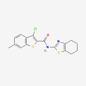 molecular formula C17H15ClN2OS2 B11357263 3-chloro-6-methyl-N-(4,5,6,7-tetrahydro-1,3-benzothiazol-2-yl)-1-benzothiophene-2-carboxamide 