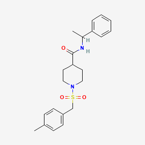 molecular formula C22H28N2O3S B11357356 1-[(4-methylbenzyl)sulfonyl]-N-(1-phenylethyl)piperidine-4-carboxamide 