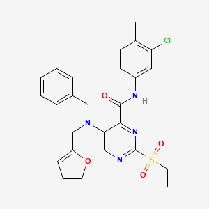 molecular formula C26H25ClN4O4S B11357374 5-[benzyl(furan-2-ylmethyl)amino]-N-(3-chloro-4-methylphenyl)-2-(ethylsulfonyl)pyrimidine-4-carboxamide 