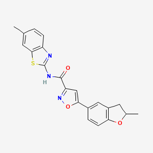 molecular formula C21H17N3O3S B11357378 N-(6-methyl-1,3-benzothiazol-2-yl)-5-(2-methyl-2,3-dihydro-1-benzofuran-5-yl)-1,2-oxazole-3-carboxamide 