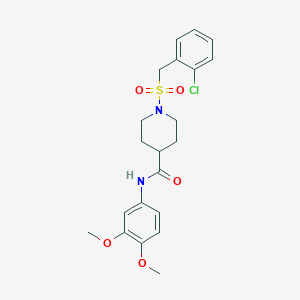 molecular formula C21H25ClN2O5S B11357389 1-[(2-chlorobenzyl)sulfonyl]-N-(3,4-dimethoxyphenyl)piperidine-4-carboxamide 