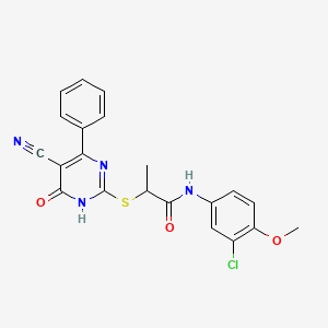 N-(3-Chloro-4-methoxyphenyl)-2-[(5-cyano-6-oxo-4-phenyl-1,6-dihydropyrimidin-2-YL)sulfanyl]propanamide