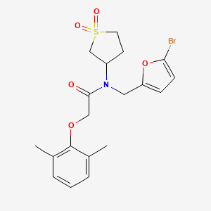 molecular formula C19H22BrNO5S B11357446 N-[(5-bromofuran-2-yl)methyl]-2-(2,6-dimethylphenoxy)-N-(1,1-dioxidotetrahydrothiophen-3-yl)acetamide 