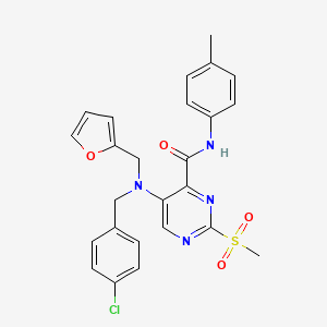 molecular formula C25H23ClN4O4S B11357477 5-[(4-chlorobenzyl)(furan-2-ylmethyl)amino]-N-(4-methylphenyl)-2-(methylsulfonyl)pyrimidine-4-carboxamide 