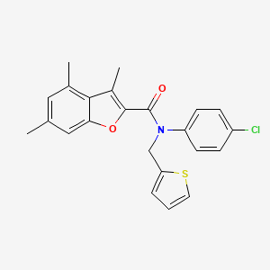 N-(4-chlorophenyl)-3,4,6-trimethyl-N-(thiophen-2-ylmethyl)-1-benzofuran-2-carboxamide