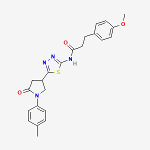 molecular formula C23H24N4O3S B11357557 3-(4-methoxyphenyl)-N-{5-[1-(4-methylphenyl)-5-oxopyrrolidin-3-yl]-1,3,4-thiadiazol-2-yl}propanamide 