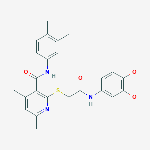 2-({2-[(3,4-dimethoxyphenyl)amino]-2-oxoethyl}sulfanyl)-N-(3,4-dimethylphenyl)-4,6-dimethylpyridine-3-carboxamide