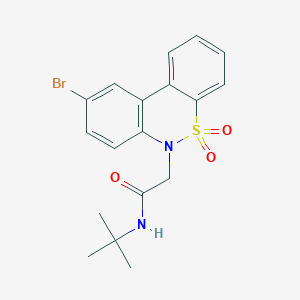 molecular formula C18H19BrN2O3S B11357581 2-(9-bromo-5,5-dioxido-6H-dibenzo[c,e][1,2]thiazin-6-yl)-N-tert-butylacetamide 