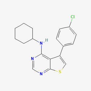 molecular formula C18H18ClN3S B11357615 5-(4-chlorophenyl)-N-cyclohexylthieno[2,3-d]pyrimidin-4-amine 